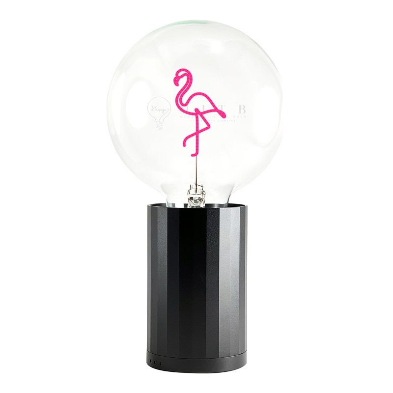 Lampe de table rouge avec base FLAMINGO, H 5,5 po x l 4,92 po x P 9,5 po, Noir, Métal métal