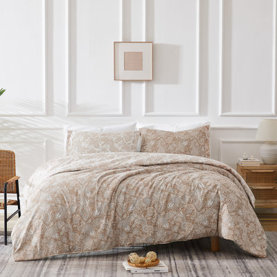 Southshore Fine Linens Perfect Paisley Reversible Duvet Cover Set in Taupe, Double-Brushed Microfiber Paisley Bedding with Zipper Closure and Corner Ties, 2 Pillow Shams, Full/Queen