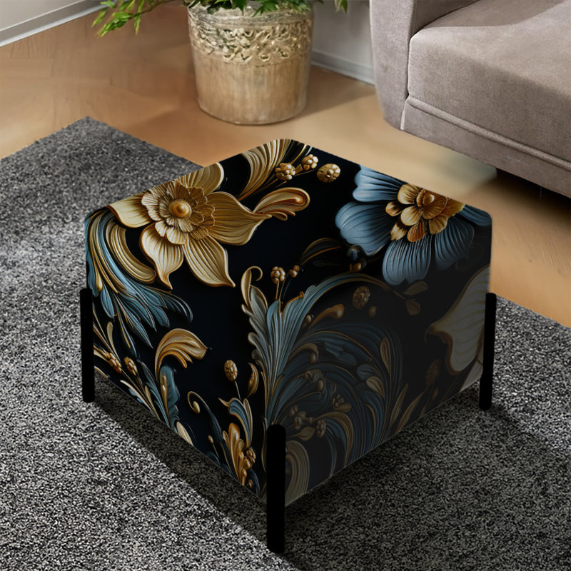 Golden Embellishments - Repose-pieds carré en marbre