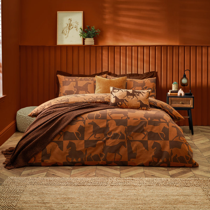 Herve Duvet Cover Set with Pillowcases Included, Orange, King Duvet Cover + 2 Standard Pillowcase