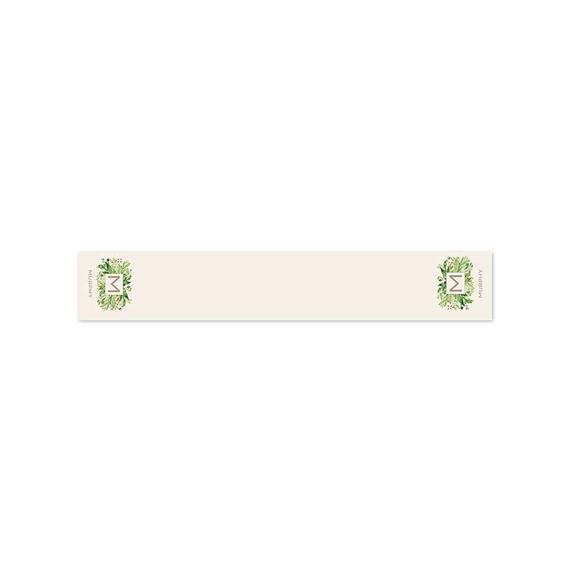 Greenery Monogram Personalized Table Runner, 16" x 96", Yes