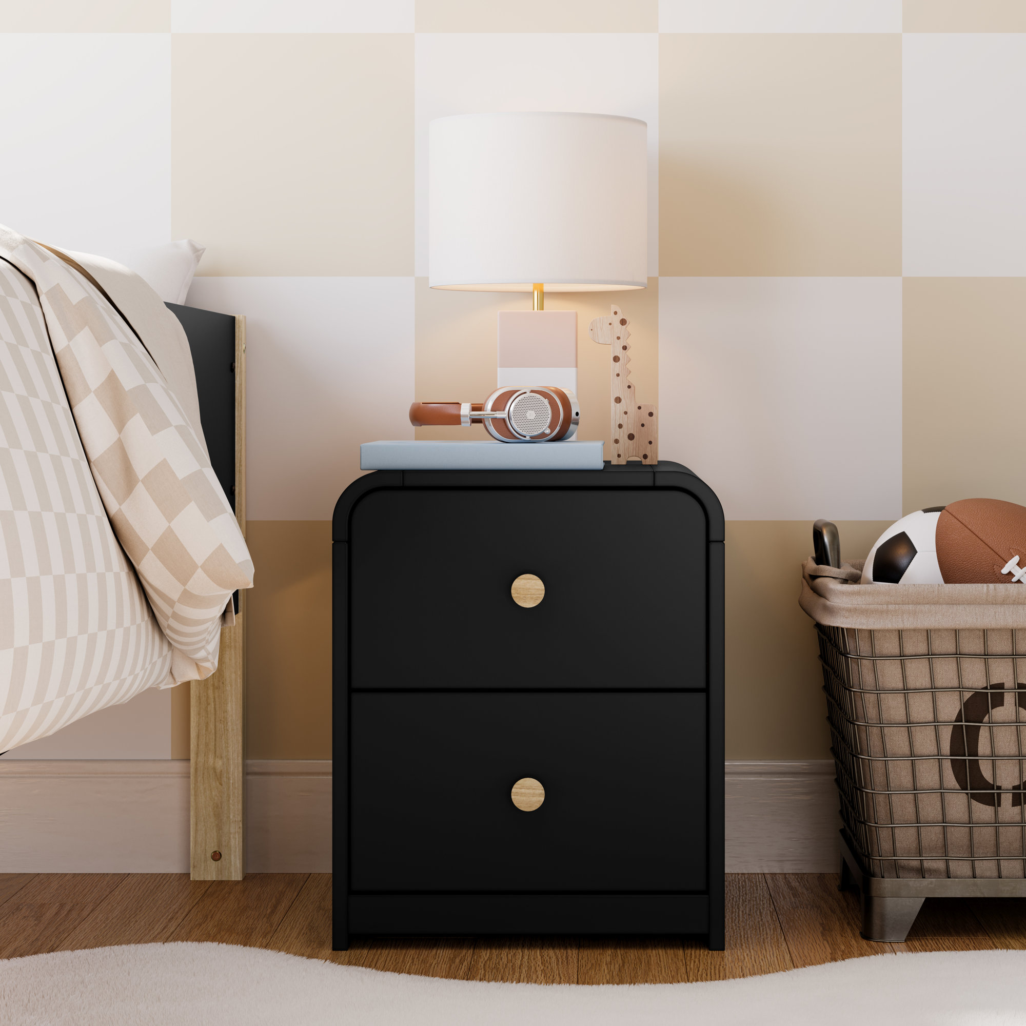 Santos 2-Drawer Nightstand, Black
