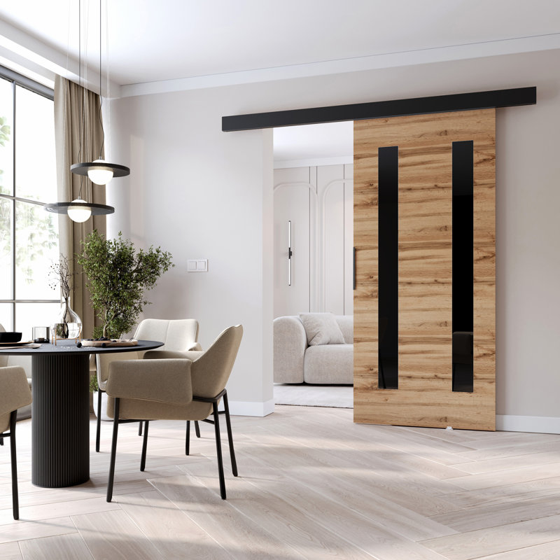 Sliding Door Prim H, Interior Door, Wotan Oak/Black, 76cm x 205cm