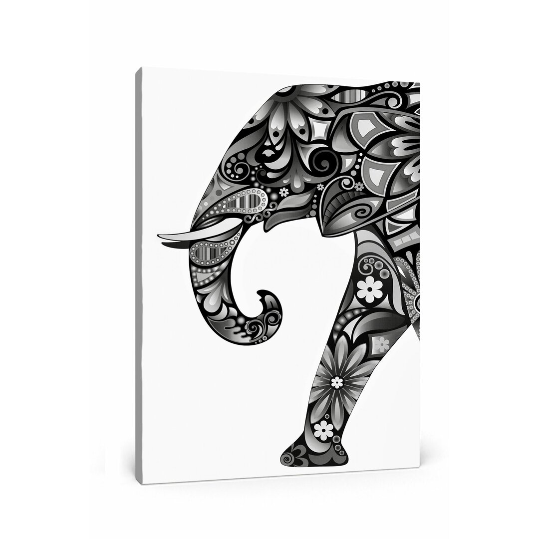 Leinwandbild Elefant mit Ornamenten