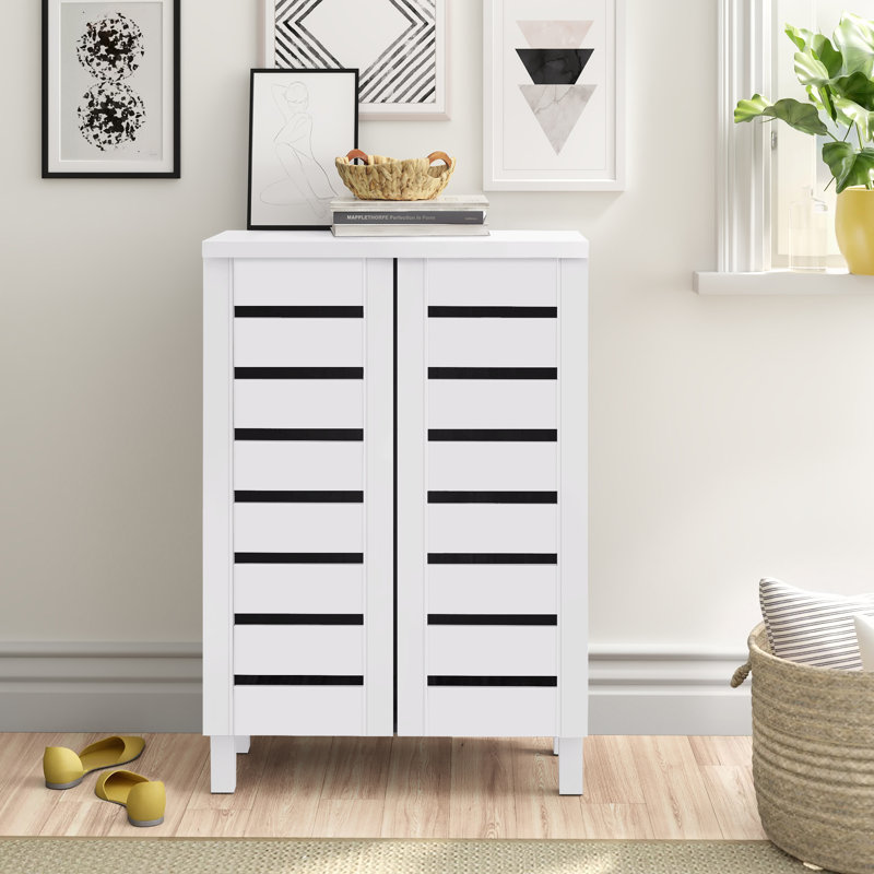 Osvaldo 8 Pair Shoe Storage Cabinet, White