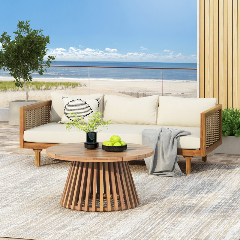 Ensemble de conversation avec coussins Batesville, Beige, Table naturelle