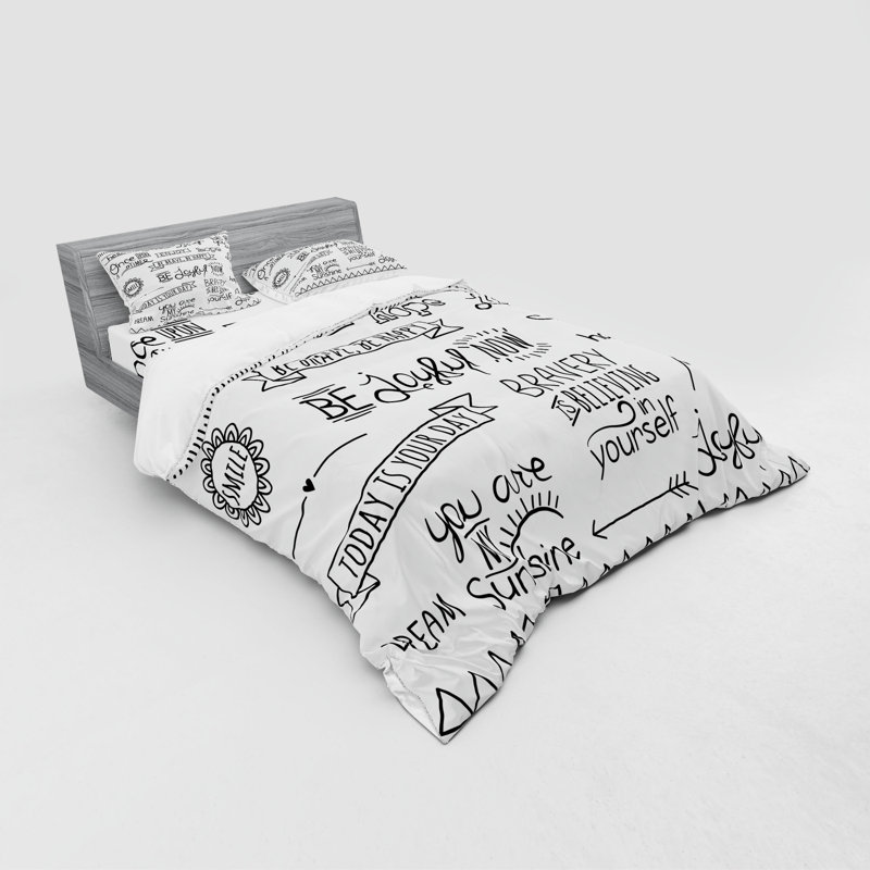 Ensemble de housse de couette en microfibre Adventure blanc / noir, Housse de couette grand + 3 pièces supplémentair