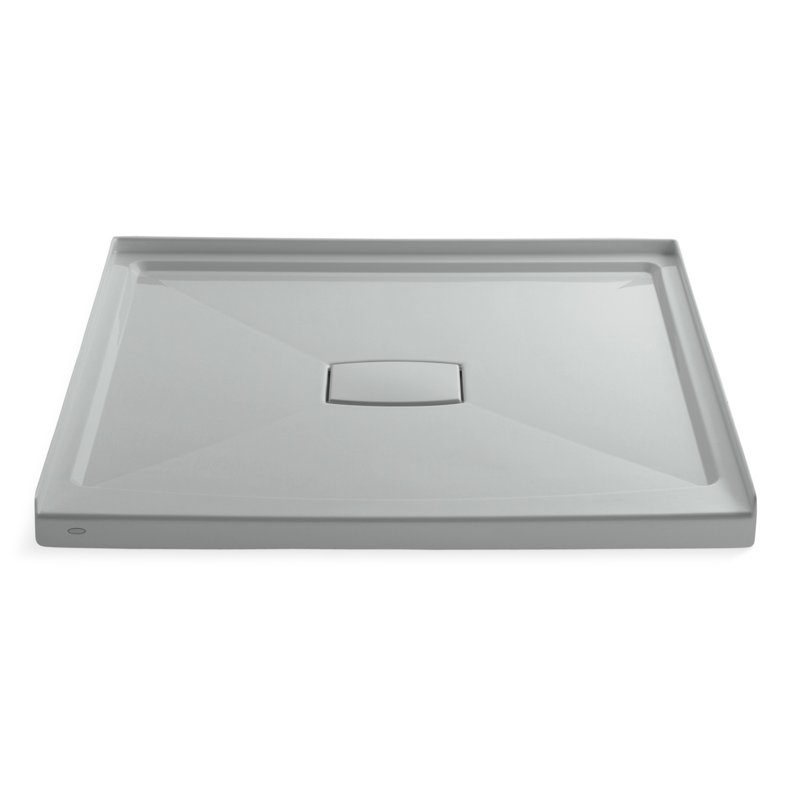 Archer 48" x 48" Single Threshold Center Drain Shower Base with Removable Cover, Ice Gray