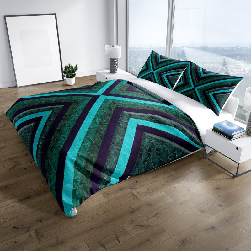 Polyester Geometric Shapes Duvet Cover, Queen Duvet Cover + 2 Shams