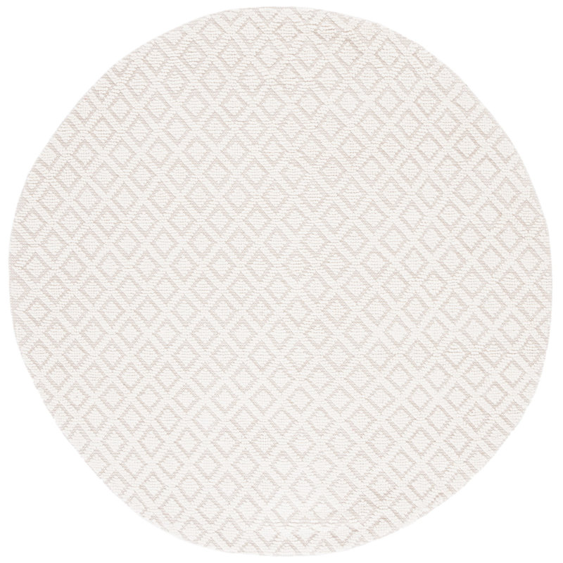 Tapis en laine / coton touffeté à la main à motif géométrique Bareen, Rond 8 pi