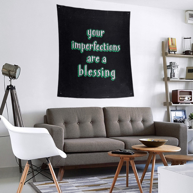 Tapisserie de tableau noir de polyester imparfaites quote, H 80 po x l 68 po, Vert