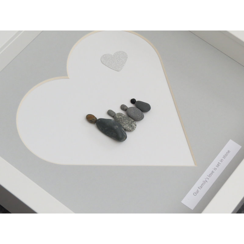 Our families love is set in stone 1 Piece Single Picture Frame Wall Art on Glass, 23 x 23cm