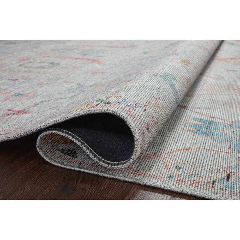 Elysium Faded Floral Blue Synthetic 7'-6" x 9'-6" Area Rug