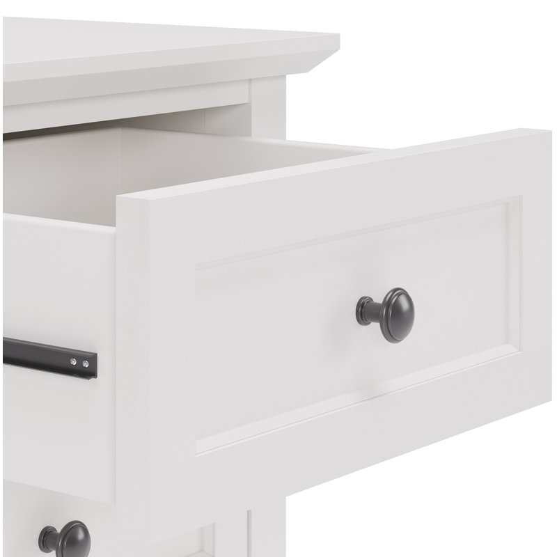 Table de chevet 3 tiroirs Renee, Blanc