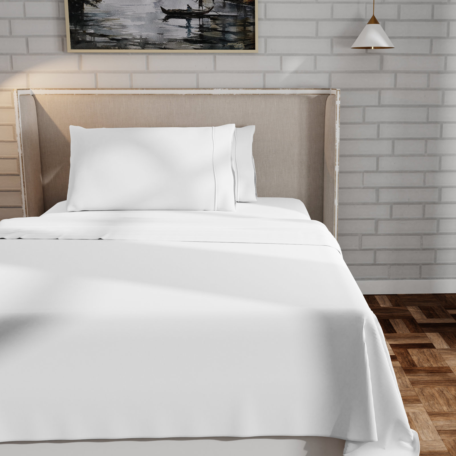 Adelaja Organic Cotton Sheet Set, White, Full/Double Sheet Set with 2 Pillowcases