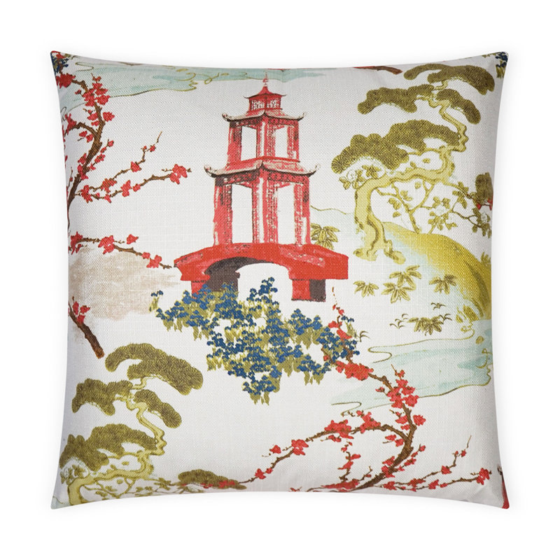 Sakura Square Pillow Cover & Insert, Coral
