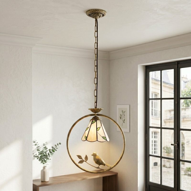 Luminaire suspendu de 13,98 po de longueur et d'oiseau minimaliste, commande murale (ampoule chaude e26 incluse)