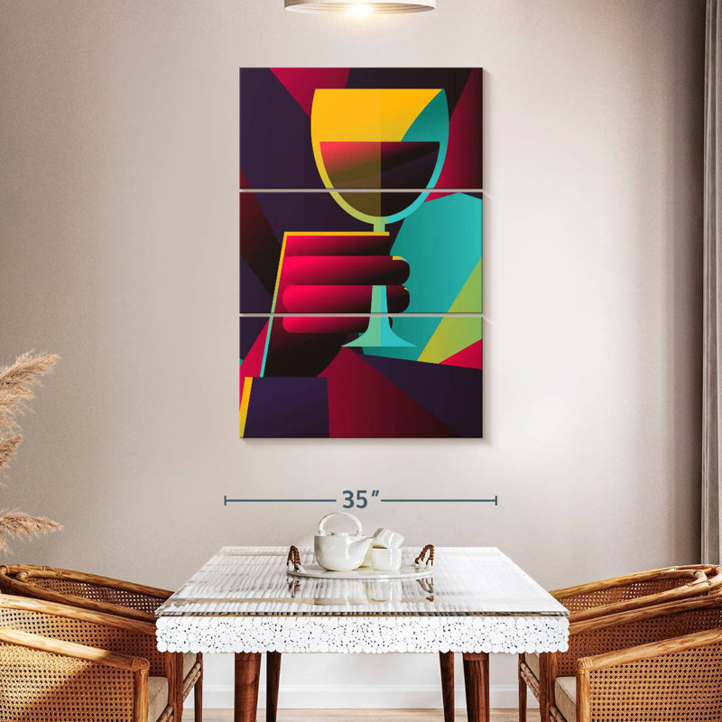Yarlin Geometric Wine, 50" H x 32" W