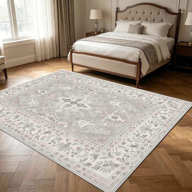 1PC Vintage Distressed Persian Neutral Floral area rugs for Living Room, Soft and Comfortable, Suitable for all seasons, easy-to-maintain, machine washable Indoor floor mat, Under Table Farmhouse suitable for dining room, bedroom, home office,