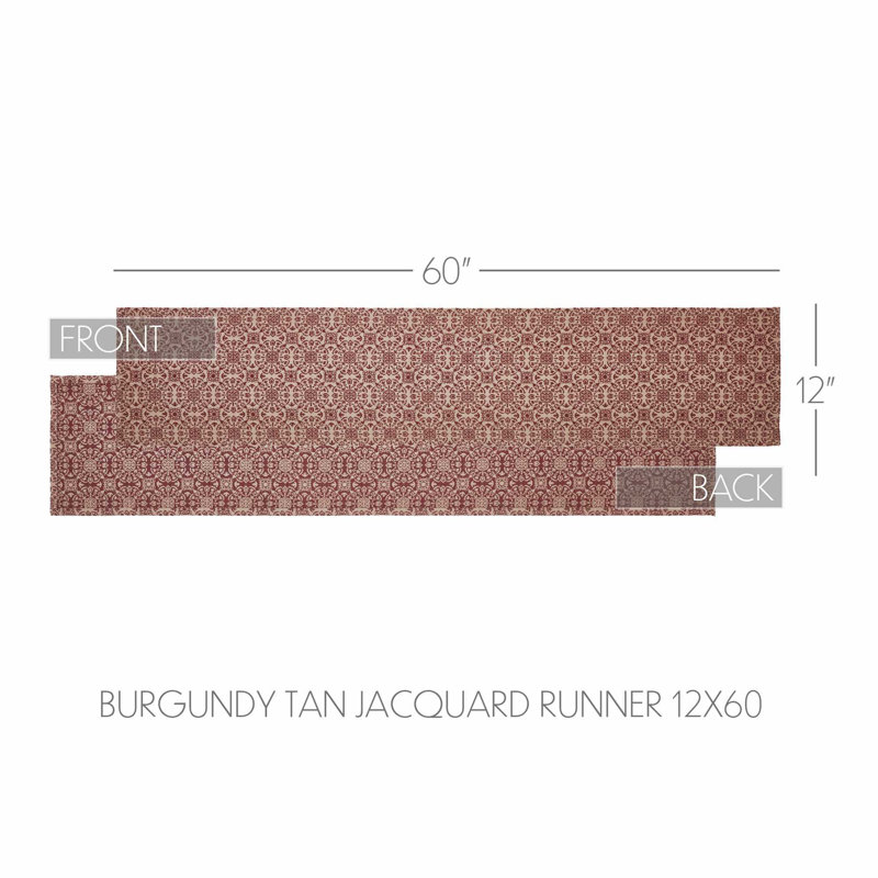  Custom House Rectangle Geometric Table Runner, 60" x 12", Tan/Red