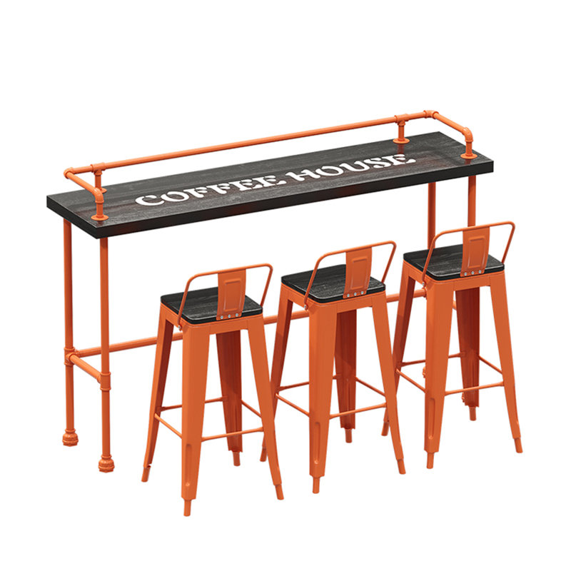 Ensemble de salle à manger rectangulaire L 70,9 po x l 17,8 po Karez, 4, Orange, Orange / noir