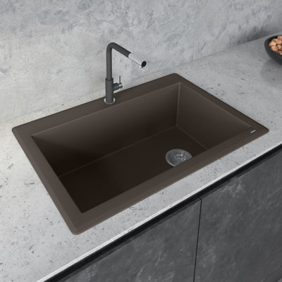 Ruvati 33 x 22 inch epiGranite Drop-in Topmount Granite Composite Quartz Single Bowl Kitchen Sink