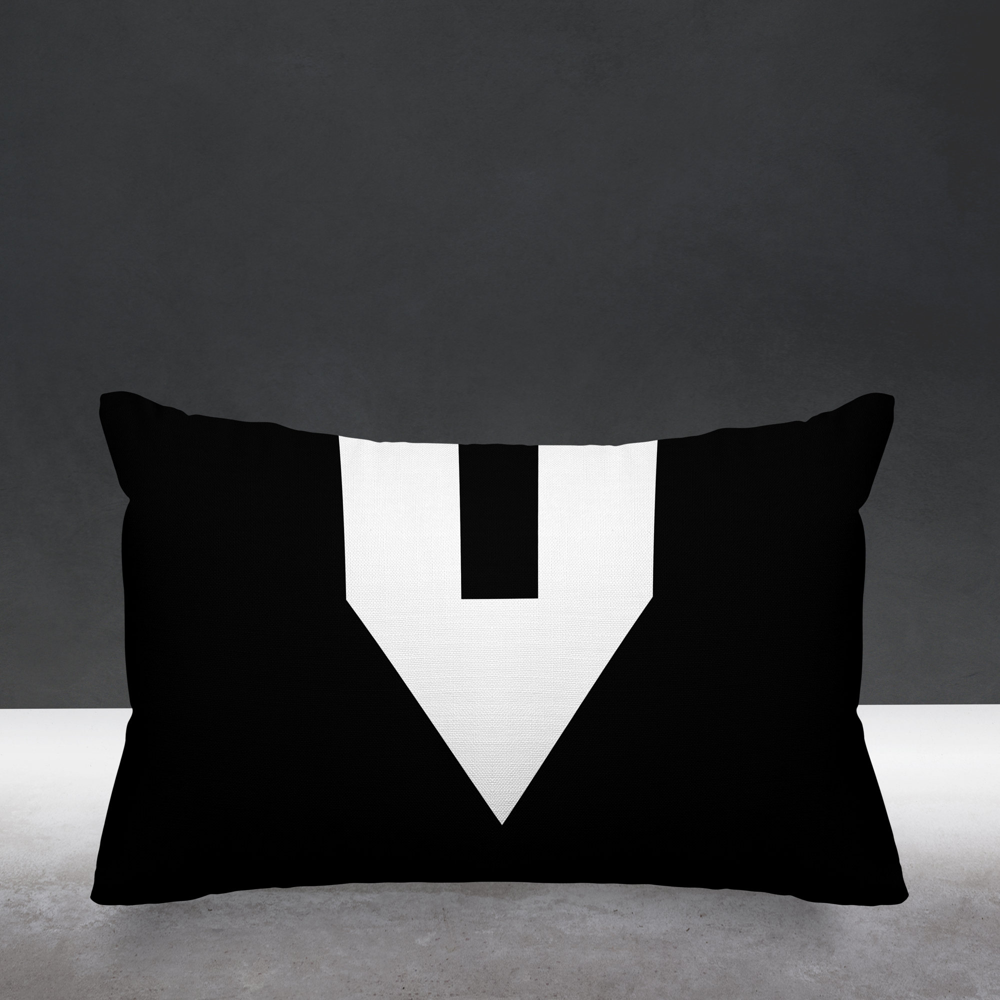 Luella Geometric Indoor/Outdoor Lumbar Throw Pillow, Black
