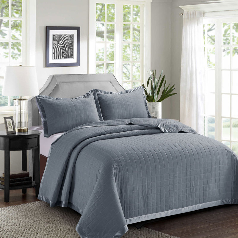 Diller Microfibre Bedspread Set, White, 240 x 250 cm Bedspread - 2 Shams