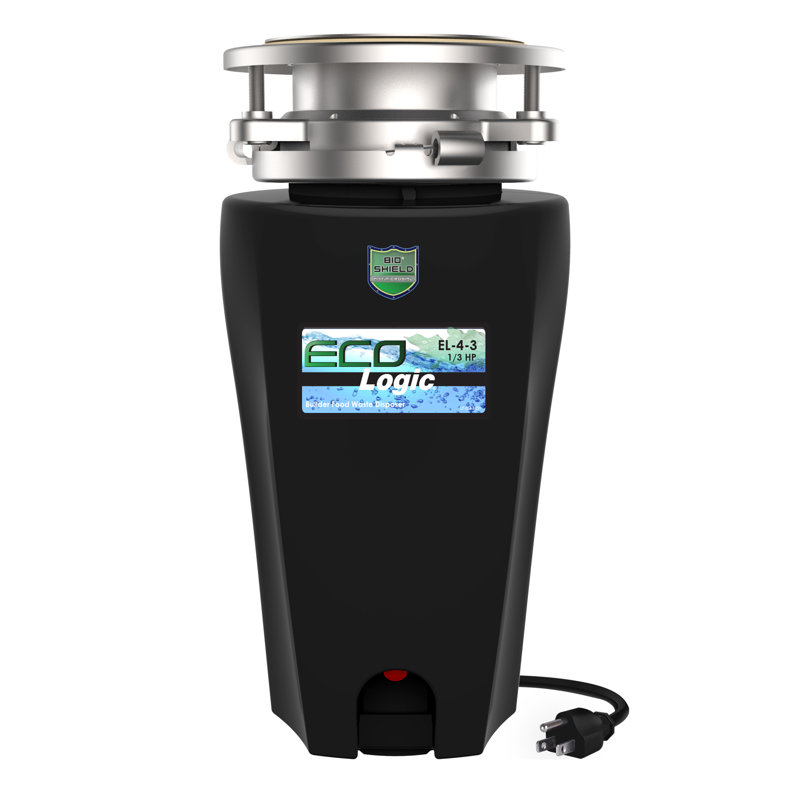 1/3 HP Continuous Feed Garbage Disposal with Power Cord, Stopper, Splash Guard