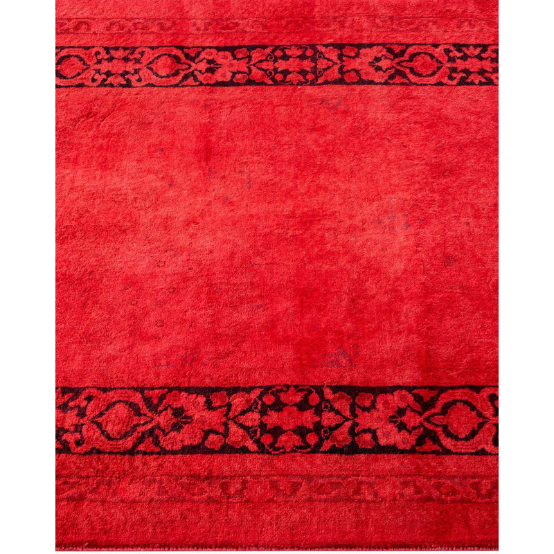 Tapis rouge noué à la main de conception unique Chimel