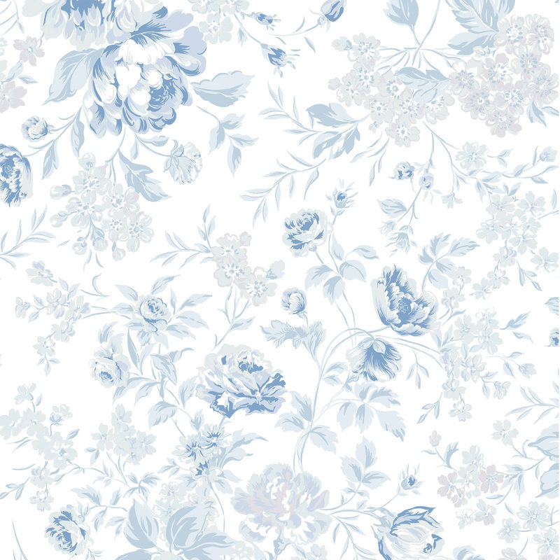 Rachel Ashwell Romantic Rose Pink Wallpaper, Blue