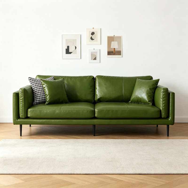 Canapé French French, Green Faux Leather