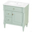 Meuble-lavabo avec lavabo, armoire de salle de bain autoportante avec tiroir rabattable et tablette réglable, structure en bois d'hévéa massif, panneaux de fibres à densité moyenne et poignées en métal-590192105-590192107