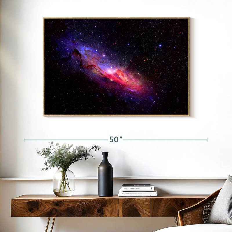 Galaxie dans l'espace, Cadre flottant en bois naturel, 40 po x 27 po