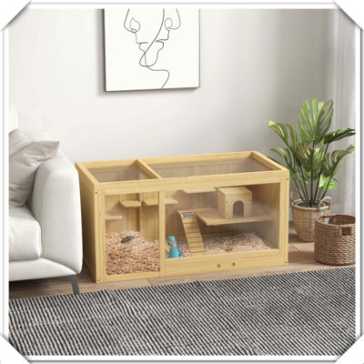 Cage extra large en bois pour petits animaux avec accessoires d'activités