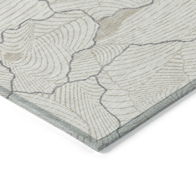 Ivory Synthetic Washable Non-Slip Rectangular Area Rug