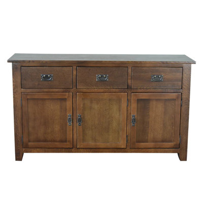 Dyshon 58.5" Wide 3 Drawer Oak Solid Wood Sideboard by Loon Peak