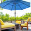 Parasol de table d'extérieur avec auvent bleu foncé, pour manivelle de patio et pelouse 9 pi, jardin