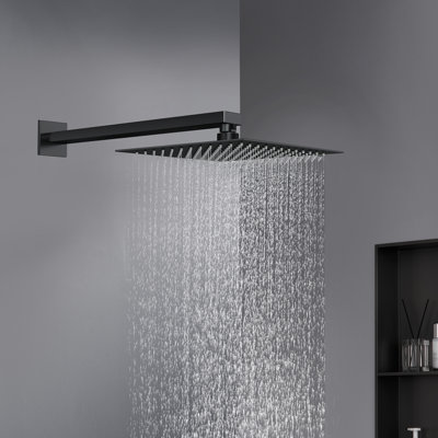 Square Rain Shower Head 12 x 12 x 2.5 Inch Stainless Steel 1 Piece Chrome