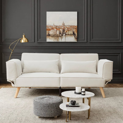 Canapé-lit futon convertible 72,8 po - Velours bleu marine, canapé-lit inclinable réglable, dossier divisé 3 en 1, accoudoirs à 5 positions - Canapé-lit compact pour petits espaces, salon, chambre à coucher ou appartement