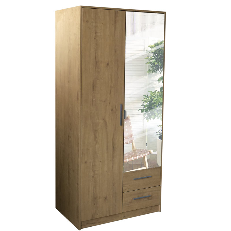 Pamel 2 Door Manufactured Wood Wardrobe, Oak