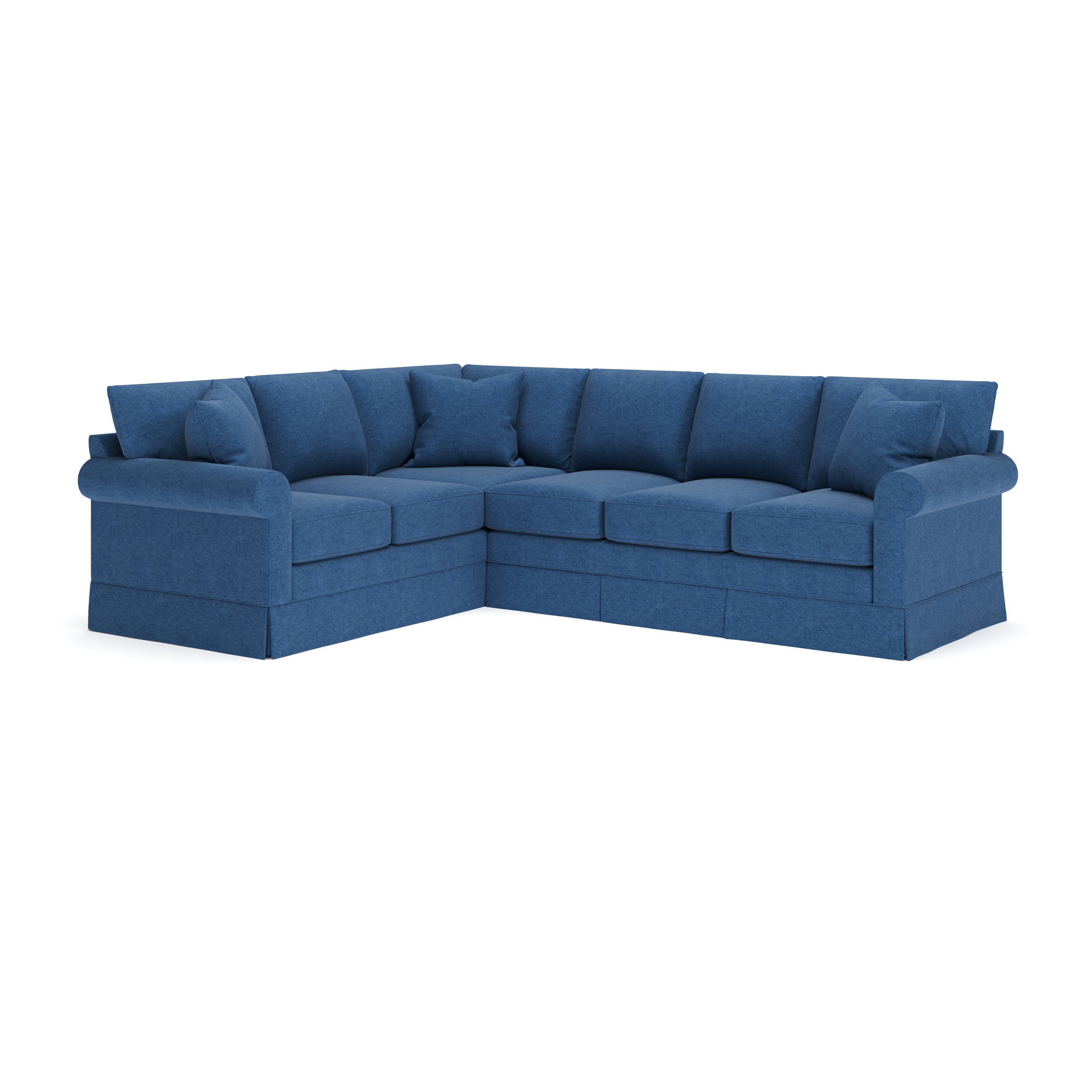 Friedman Upholstered L-Sectional, Classic Indigo Denim, Left Hand Facing