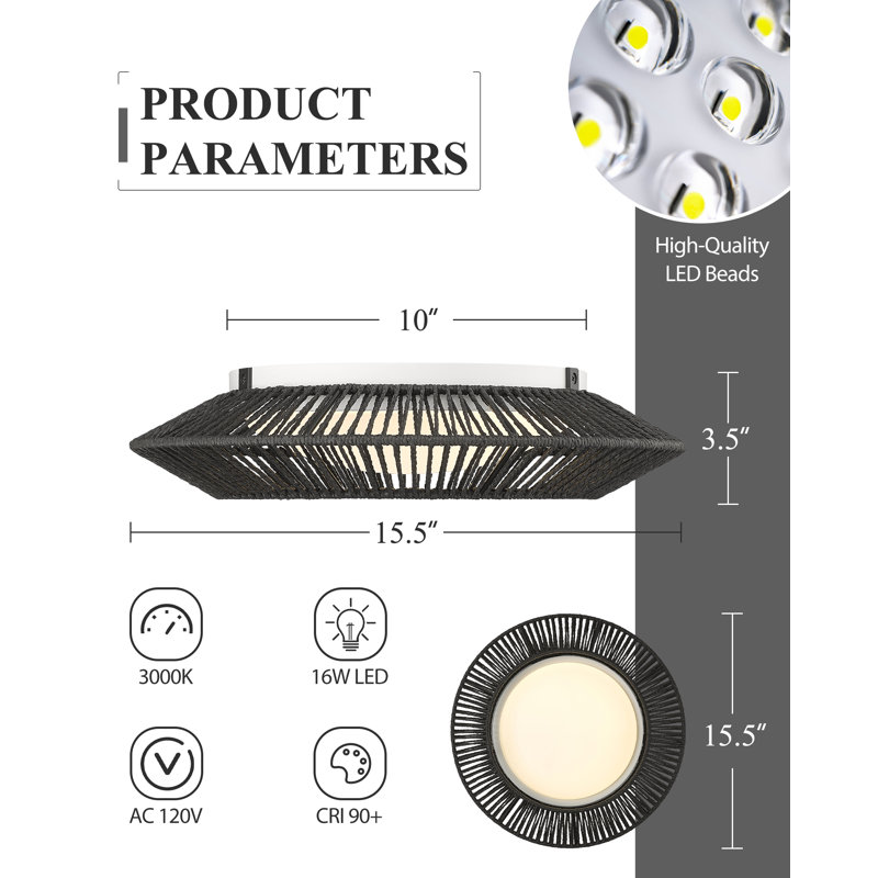 Alianys LED Flush Mount, Black
