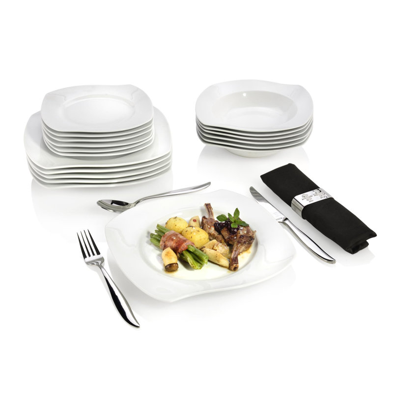 Amolika 18 Piece Porcelain China Dinnerware Set, Service for 6