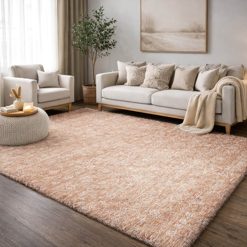 Tapis à poil long de qualité supérieure lavable à la machine ADS703, Corail, 3 pi x 5 pi
