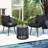 3 Pieces Patio Rattan Bistro Conversation Set, Outdoor All-Weather Wicker Furniture, Black-1271051749