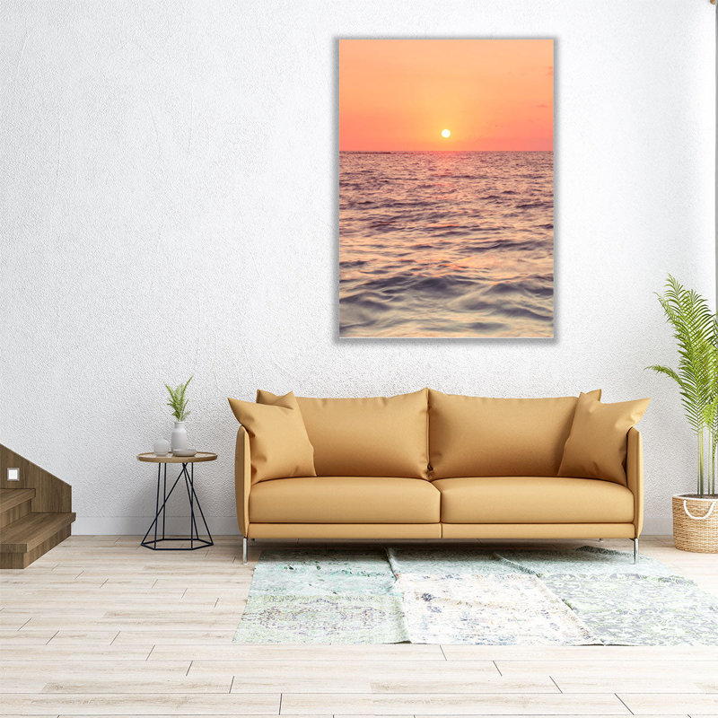 Coucher de soleil sur la plage - reproduction d'art sur toile, H 40 po x l 30 po
