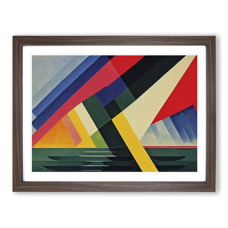 Illuminated Modern Abstract - Single Picture Frame Print, 46cm H x 64cm W, Brown