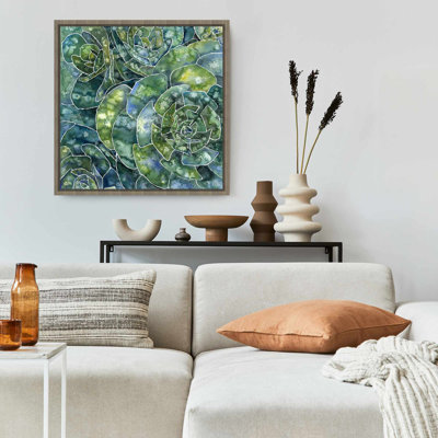 Cactus Green Bedroom Canvas | Abstract Succulents Wall Art