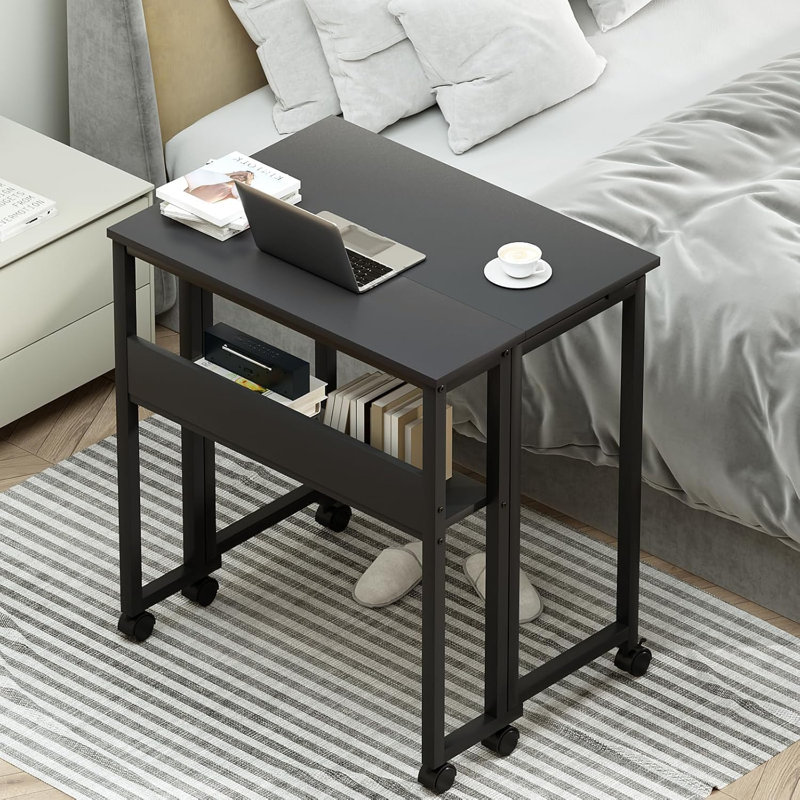 Table d'ordinateur portative pliante 24,8 pouces avec plateau en panneau de particules et structure en métal, petit bureau d'étude